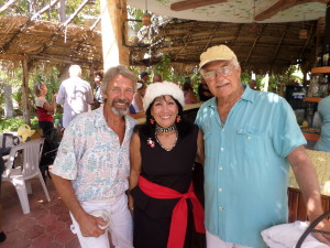 Debbie,The Elf with Bruce & Jim at cruisers Christmas party