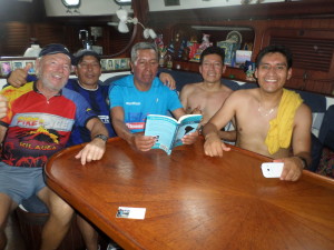 THE GUYS AND ONE IS READING MY BOOK 