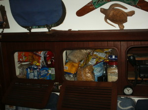 Compartments on starboard side of boat